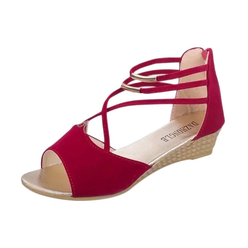 OEM MSID Wedges Mid Low Heels 3 CM 01 Sepatu Wanita - Red