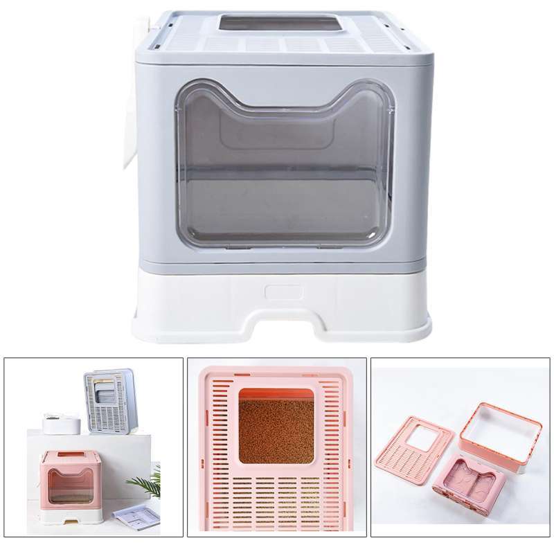 Jual Portable Cat Litter Box With Lid Large Foldable Cats Litter Tray With Top Entry Pet Toilet With Scoop For Travel Car Terbaru Juni 2021 Blibli