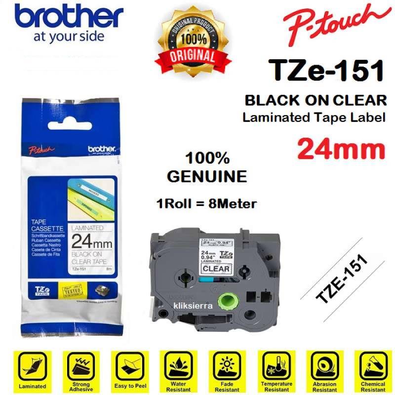 BROTHER TZe-151 24mm PTouch Tape Label Barcode TZe151 Black on Clear