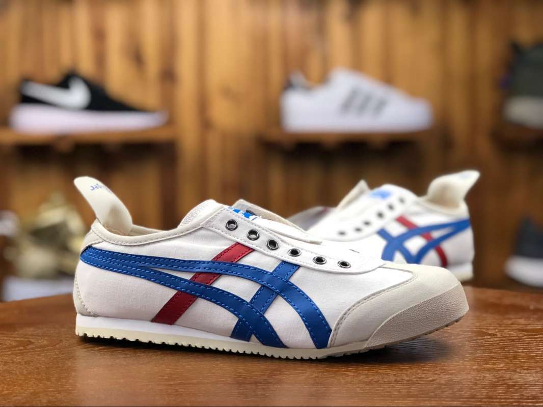 onitsuka white blue red