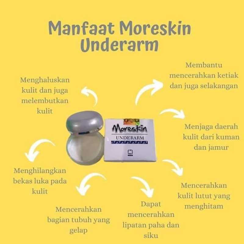 Promo MORESKIN Underarm Cream - Krim Pemutih Ketiak dan Selangkangan / Pencerah Lipatan Gelap / Cream Pencerah Leher TERLARIS Diskon 45% di Seller Alby Herbal - Cijantung, Kota Jakarta Timur | Blibli