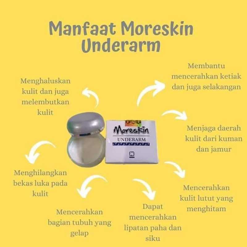 Promo MORESKIN Underarm Cream - Krim Pemutih Ketiak dan Selangkangan / Pencerah Lipatan Gelap / Cream Pencerah Leher TERLARIS Diskon 45% di Seller Alby Herbal - Cijantung, Kota Jakarta Timur | Blibli