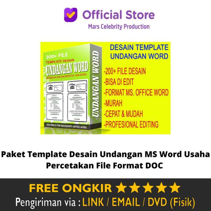 Paket Template Desain Undangan MS Word Usaha Percetakan Edit File Format  DOC Premium Pro Plus