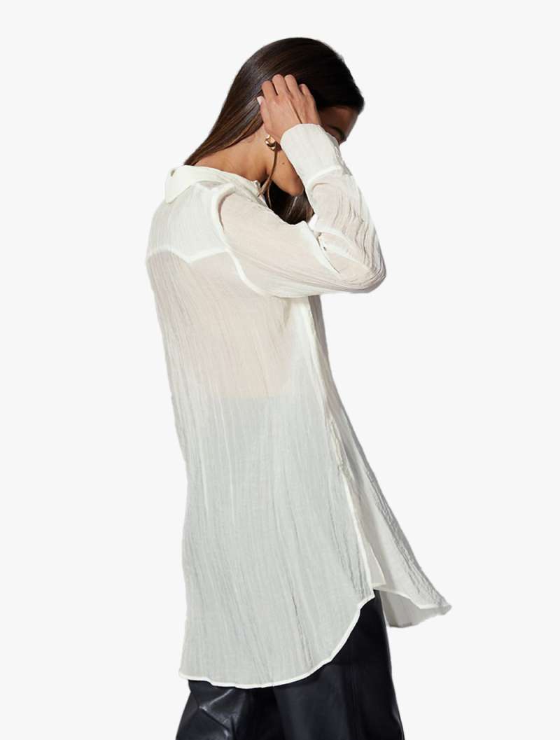 Textured Longline Long Sleeve Shirt 