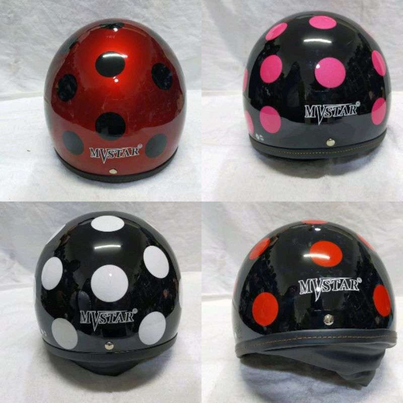 Promo Helm Bogo MVSTAR SNI Tanpa Kaca Motif Polkadot Diskon 48 di
