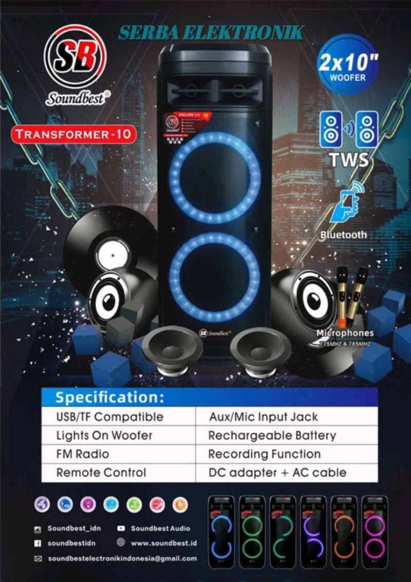 Jual Speaker Aktif Wireless Soundbest Transformer 10 X Original