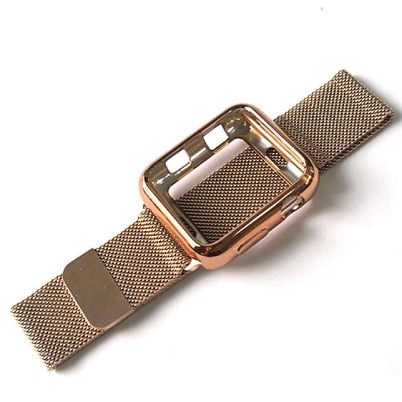 Promo TRIPLEDI Strap Stainless Steel Milanese Loop Apple Watch 38mm Case  TPU Soft Silikon iWatch Series 1 2 3 Tali Pengganti Casing Cover Smartwatch  IOS - Rose Gold di Seller TRIPLEDI OFFICIAL