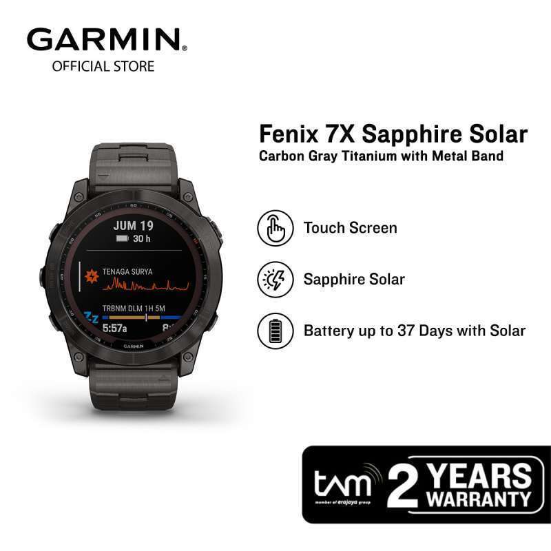 Garmin Fenix 7X Sapphire Solar Carbon Gray Titanium metal band FREE  GIFT EXCLUSIVE