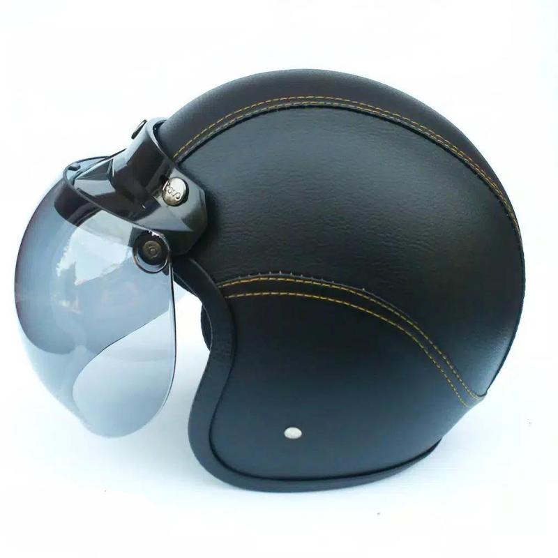 Helm top retro kulit