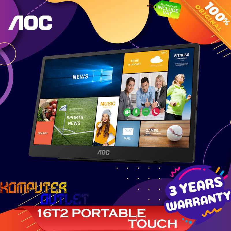 Jual AOC 16T2 MONITOR PORTIBLE TOUCH di 