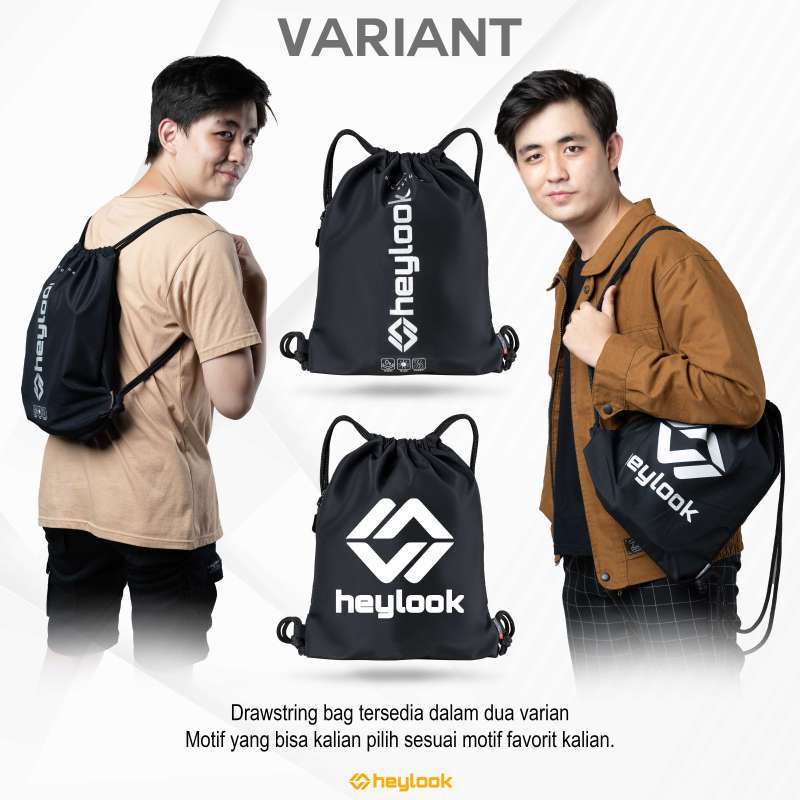 HEYLOOK Official Tas Ransel Serut Pria Wanita Drawstring Gymsack Olahraga