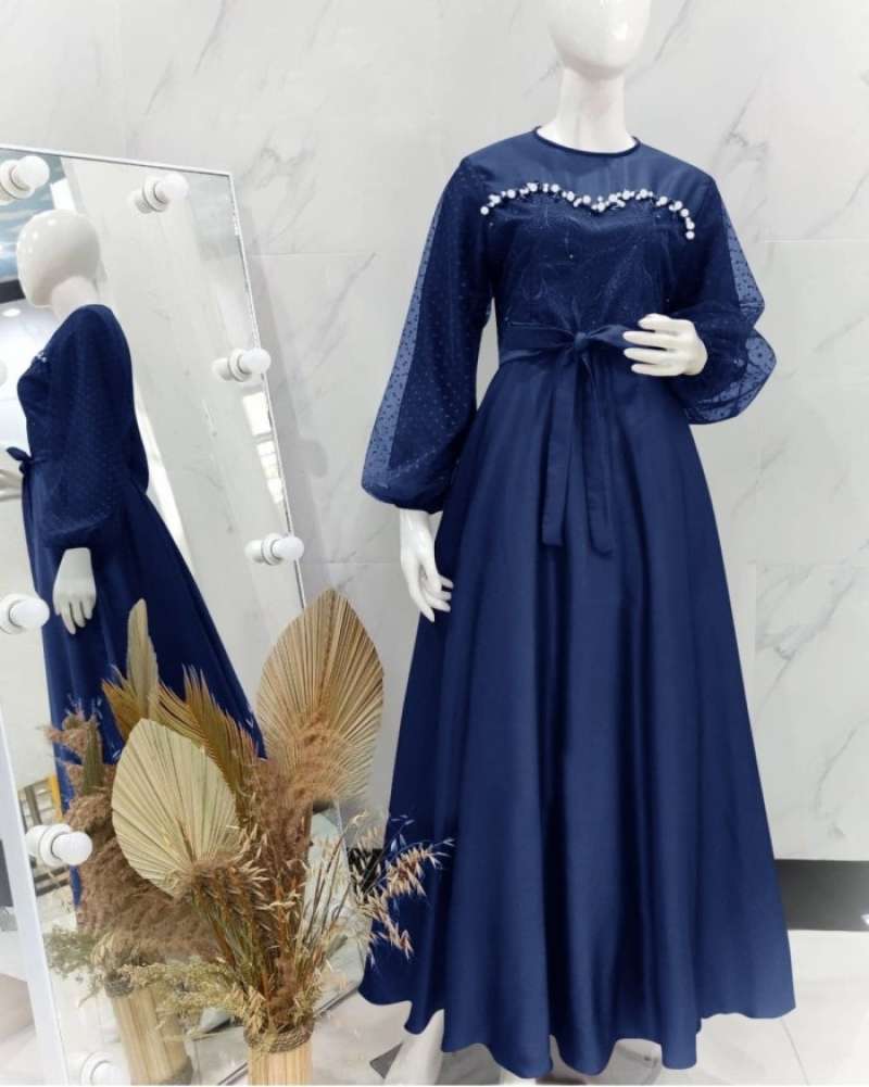 Jual Maxi Dress Wanita Gaun Pesta Wedding Moscrepe Bordir Tiledot