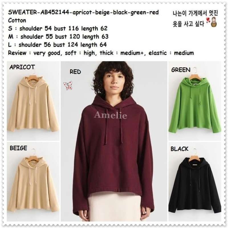 Jual Ab452144 Sporty Sweater Kaos Hoodie Sweatshirt Wanita Korea Import Di Seller Amelie Butik Wijaya Kusuma Kota Jakarta Barat Blibli