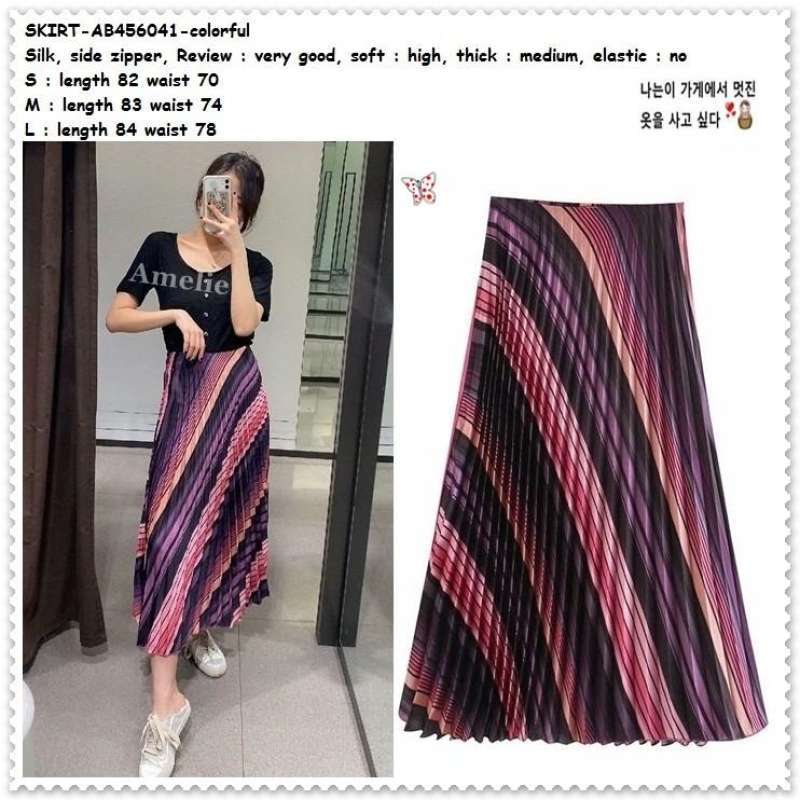 Jual Ab456041 Rok Panjang Midi Skirt Rok Pesta Plisket Lipit