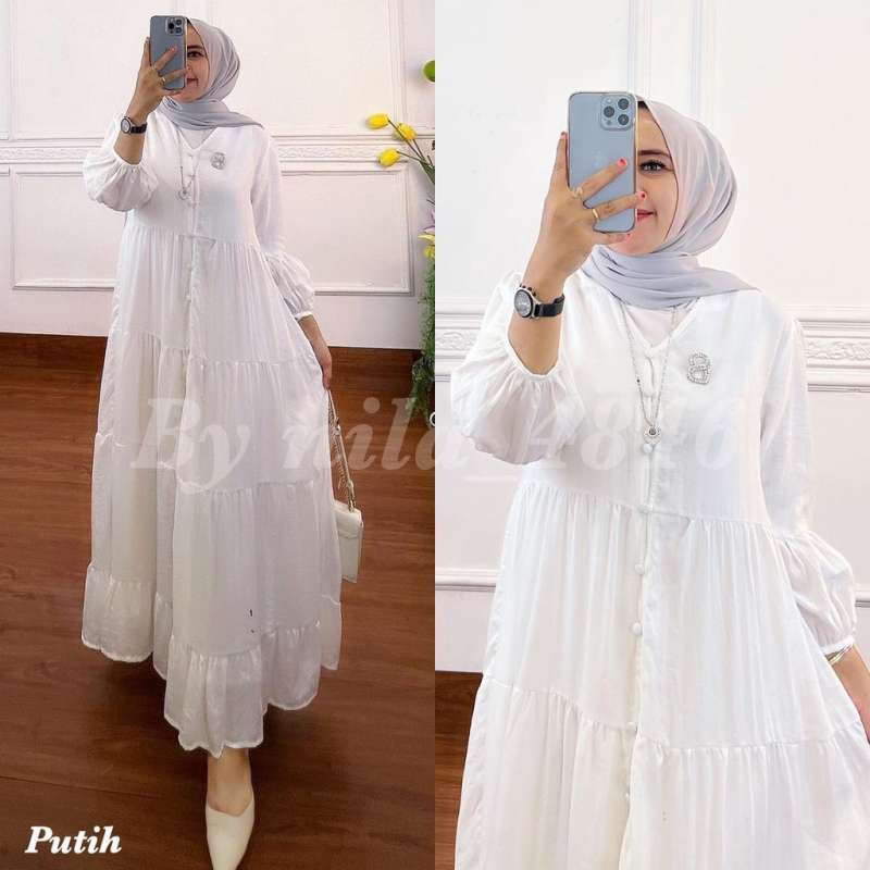 Mini Dress Raisa XL XXL XXXL Gamis Polos Gamis Midi Dress Muslimah Dress Katun Rayon Baju Gamis Jumbo Big Size