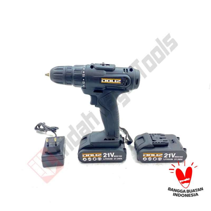 DOLIZ BD618 Cordless Drill 21 V Mesin Bor Besi Kayu Baterai Charger