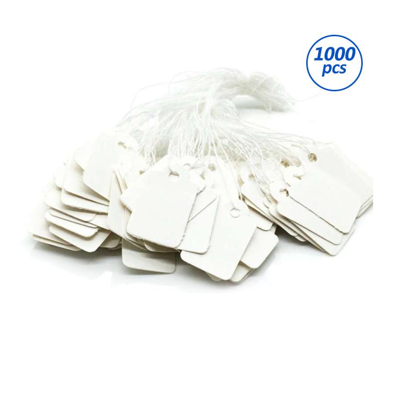 1000PCS Merchandise Price Tags White Blank Paper Strings Strung 24x18mm
