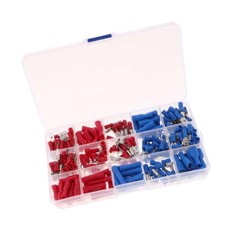200Pcs Insulated Electrical Wire Terminals Crimp Connectors Set Red&Blue 