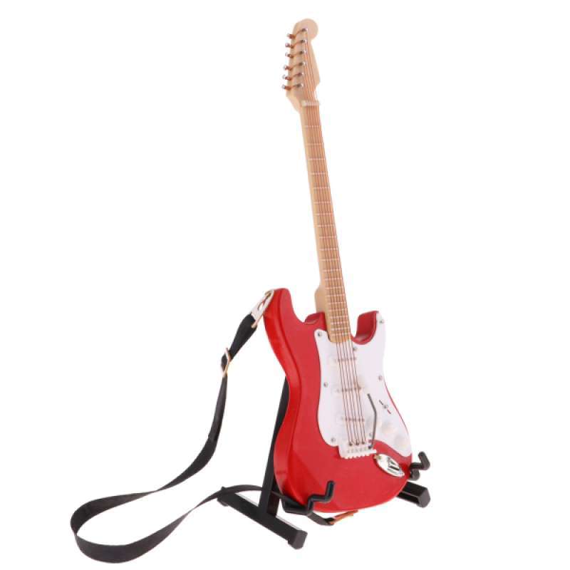 1:12 Scale Dollhouse Mini Electric Guitar Toys Wooden Musical Instrument Toy #2