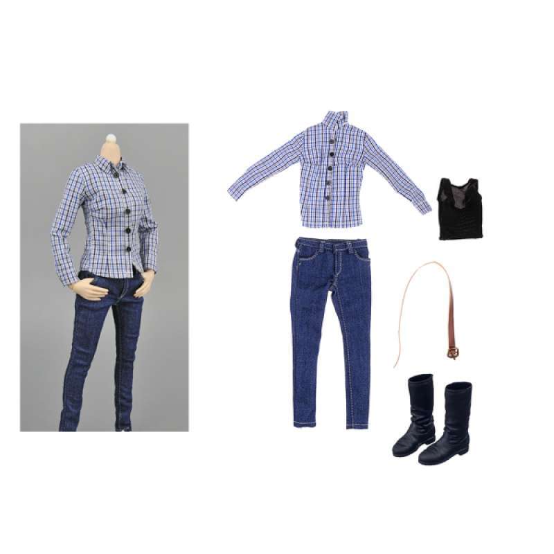 Jual 1/6 Scale Blue Lattices Shirt + 