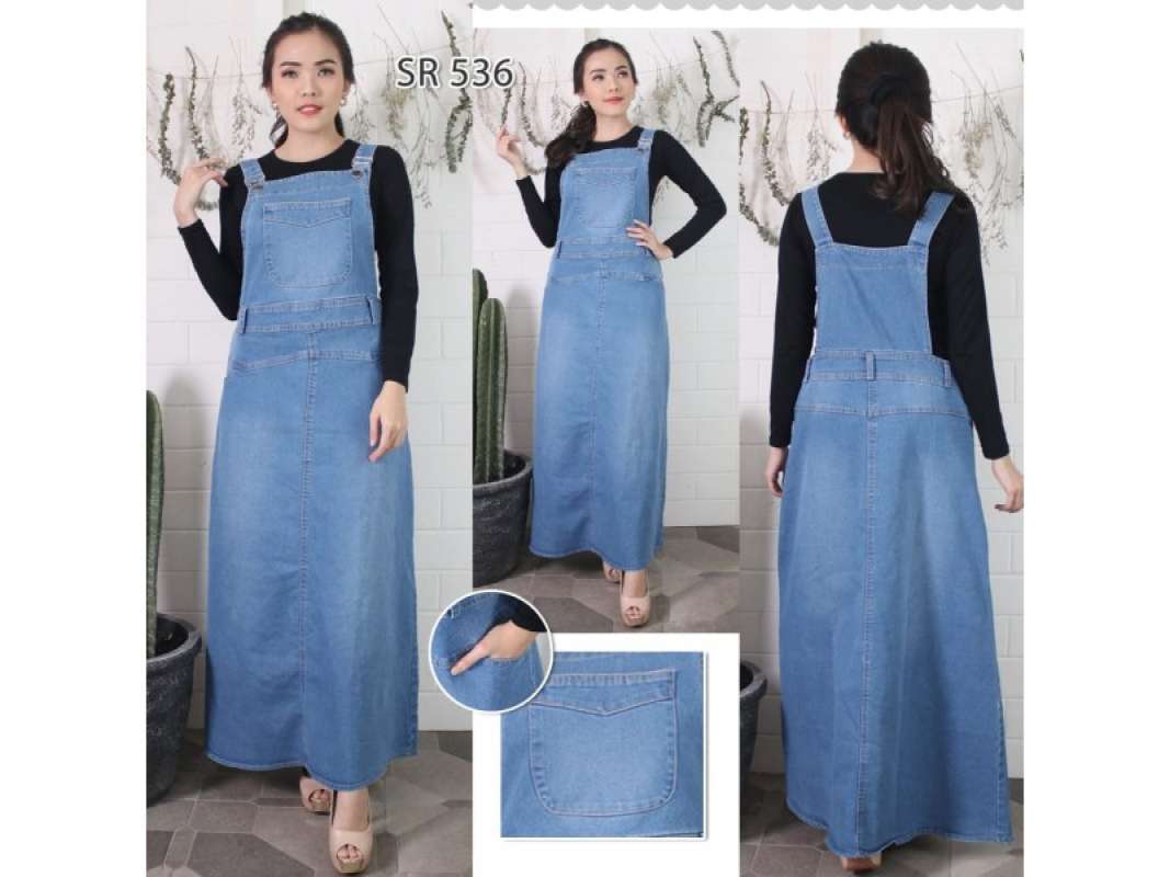 Jual Baju Rok Long Dress Gamis Overall Jumpsuit Playsuit Oto Otto Kodok Monyet Panjang Bahan Jeans Denim Online Januari 2021 Blibli