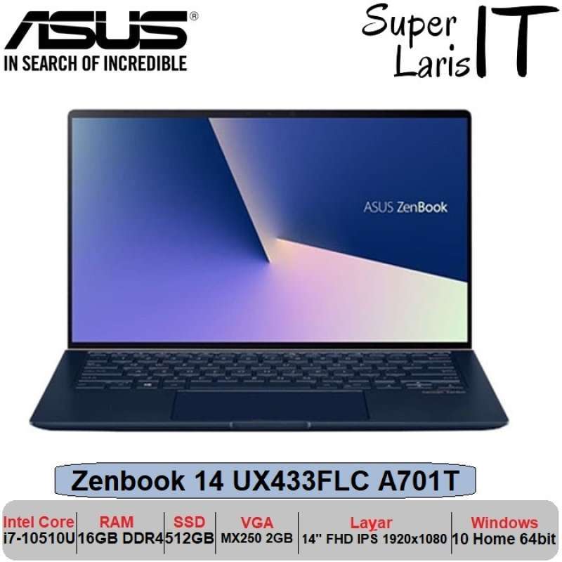 Jual Laptop Asus Zenbook 14 Ux433flc A701t I7 10510u 16gb 512gb Mx250 2gb Online November 2020 Blibli