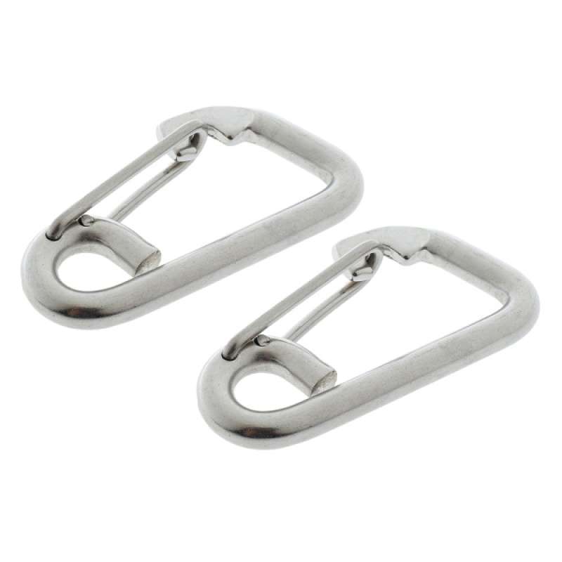 2x 6cm Stainless Steel Spring Snap Hook Carabiner Mountain Climbing Hardware 