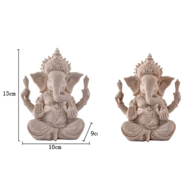 10cm The Hue Sandstone Meditation Elephant Ganesh Statue Figurine White 