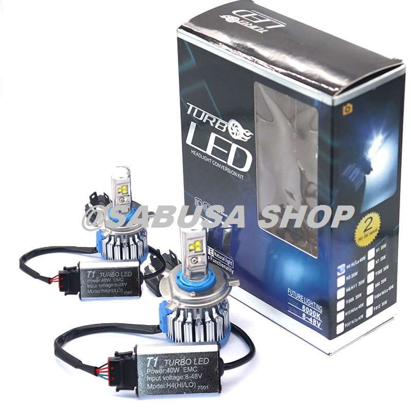 lampu headlamp headlight utama mobil led turbo t1 h4 6000k canbus hi lo canbus original sepasang toyota agya avanza veloz corolla altis crown etios