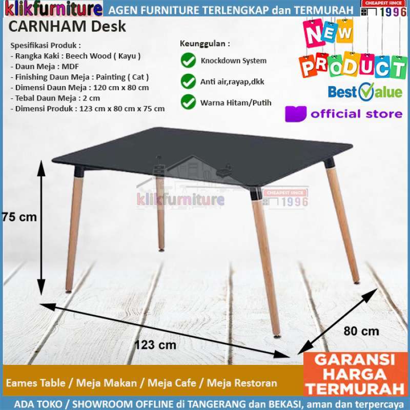 Jual Meja Makan Eames Table Meja Cafe Carnham Hitam Online Oktober 2020 Blibli Com