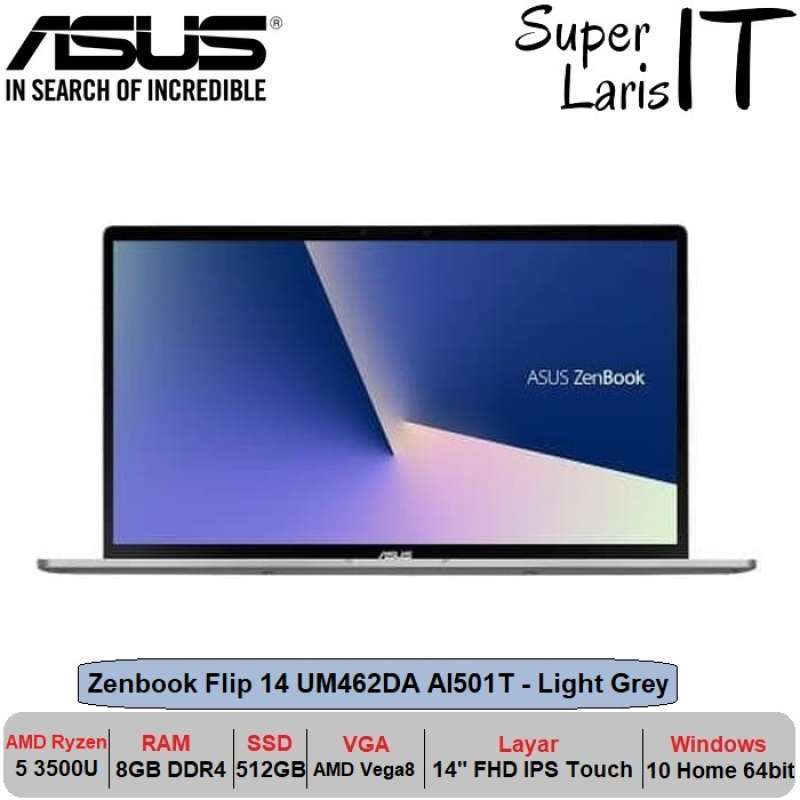 Jual Asus Zenbook Flip 14 Um462da Ai501t Ryzen 5 3500u 512gb Vega8 14 Touch Online November 2020 Blibli