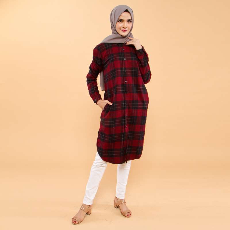 Jual Benhill Kemeja Tunik Flanell Wanita Lengan Panjang Art 0562 51435 Online Februari 2021 Blibli