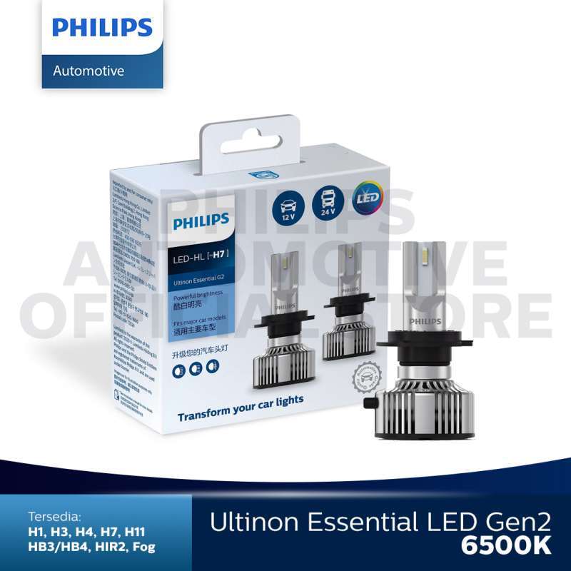philips led ultinon essential gen2 h7 6500k lampu mobil putih