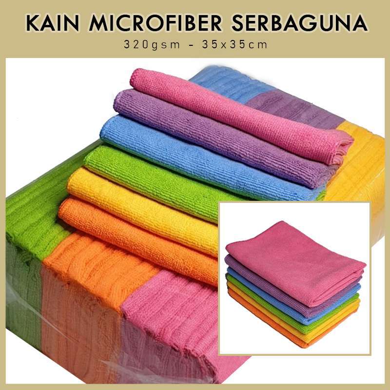 Jual Kain Microfiber 35x35 Handuk Kecil Lap Meja Mobil Serbaguna 320gsm Murah Mei 2021 Blibli