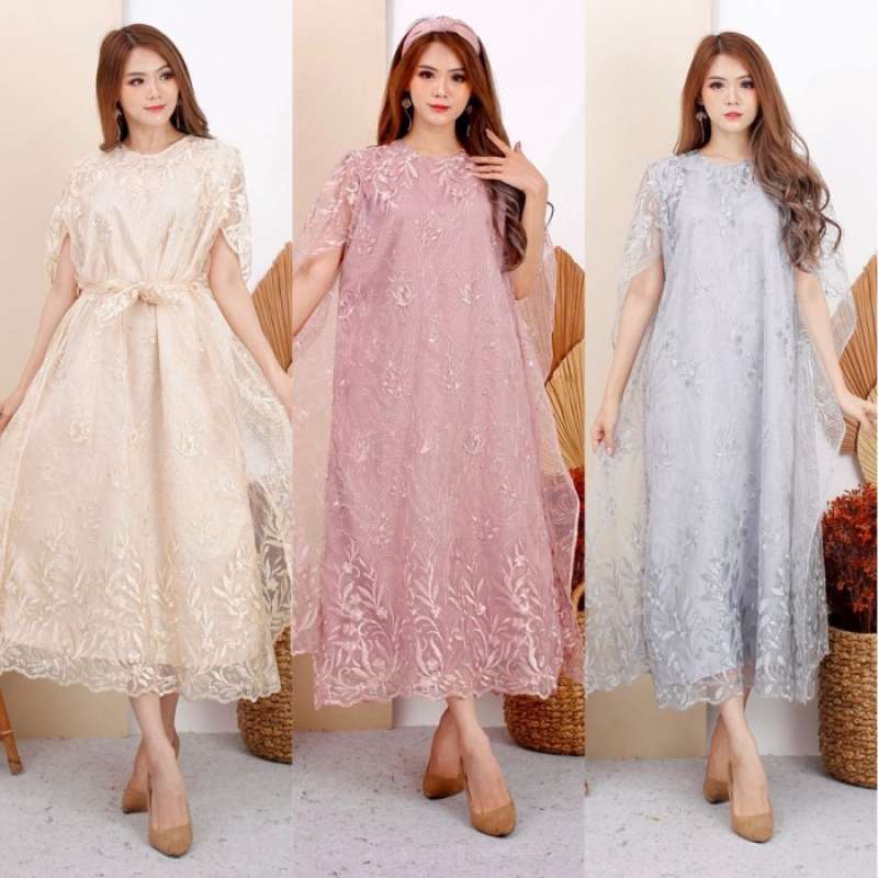 Promo Long Dress XXL Brukat Brokat Gaun Bridesmaid Dress Mewah