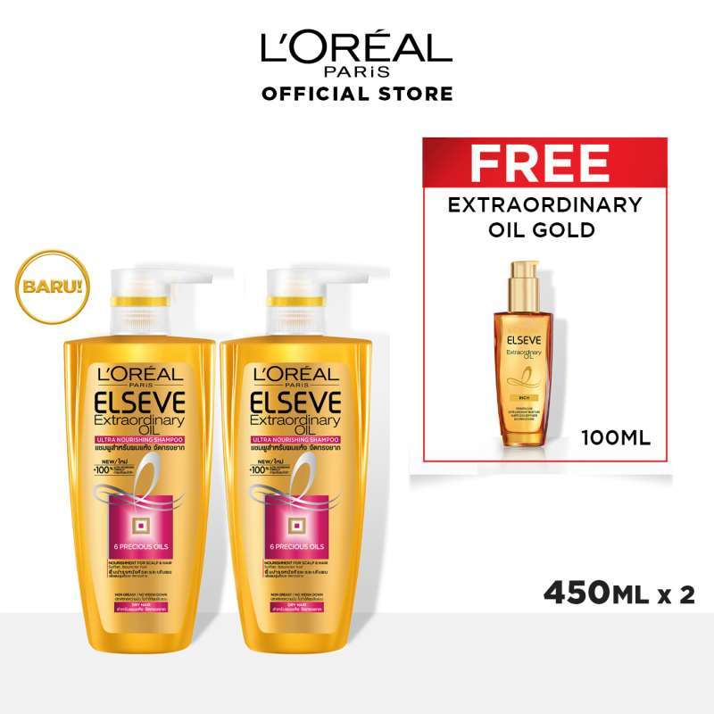 Jual L Oreal Paris Elseve Extraordinary Oil Ultra Nourishment Shampoo 450 Ml Twin Pack 2 Pcs Free Extraordinary Oil Window Pack 100 Ml Online November 2020 Blibli