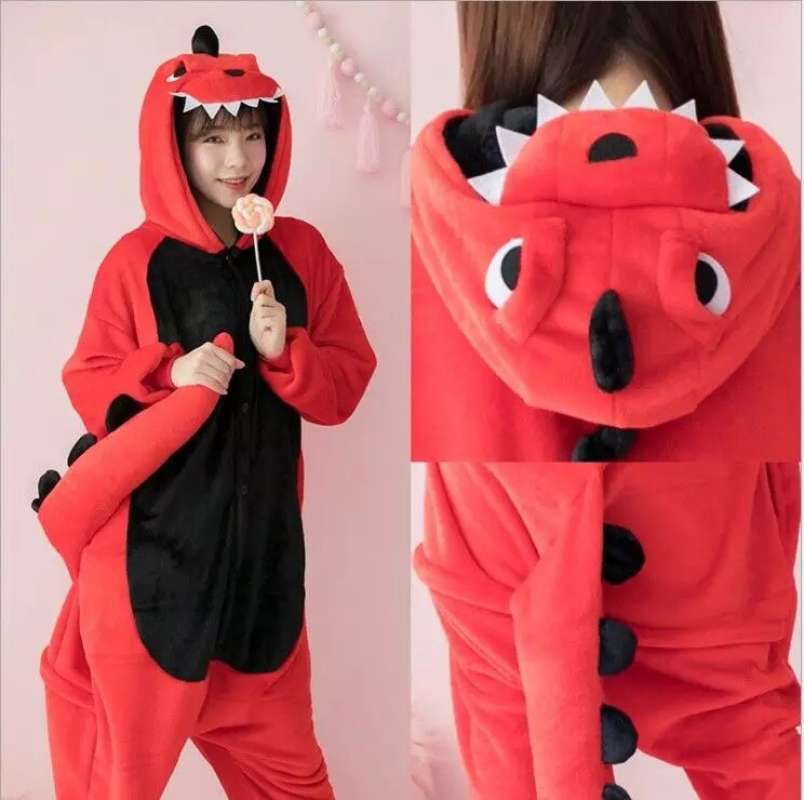 Jual Kostum Onesie Baju Dinosaurus Dino Merah Piyama Cosplay Kigurumi Online Januari 2021 Blibli