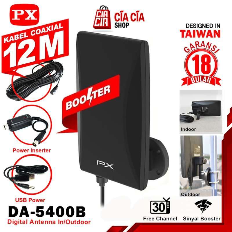 Jual Antena TV Digital Analog PX DA-5400B Kabel 12M Antena Televisi Indoor  Outdoor Antenna TV PX DA 5400B Online Januari 2021 | Blibli