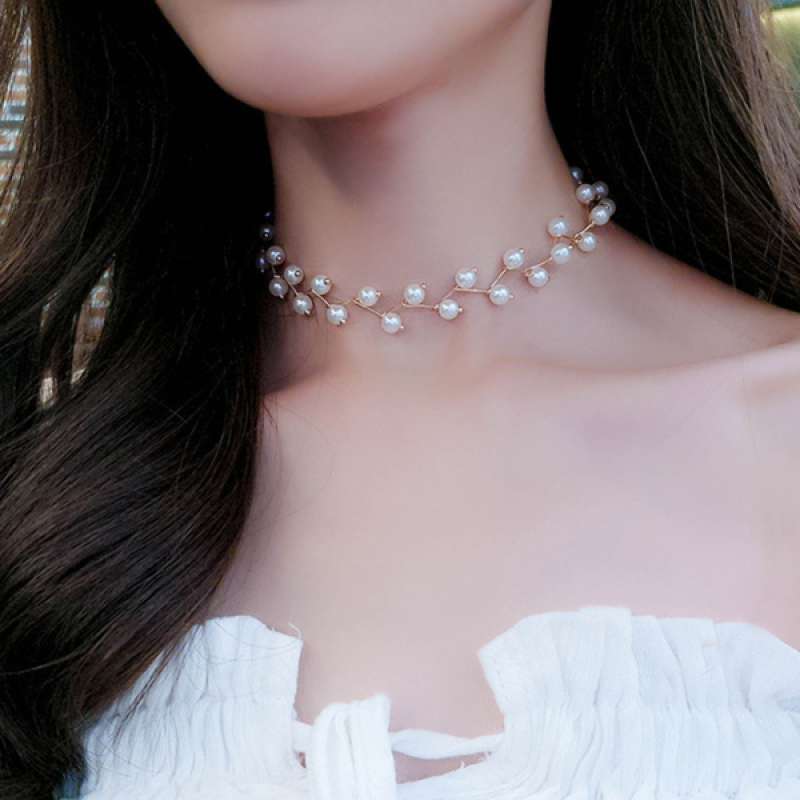 Promo Women Choker Jewelry White Pearl 