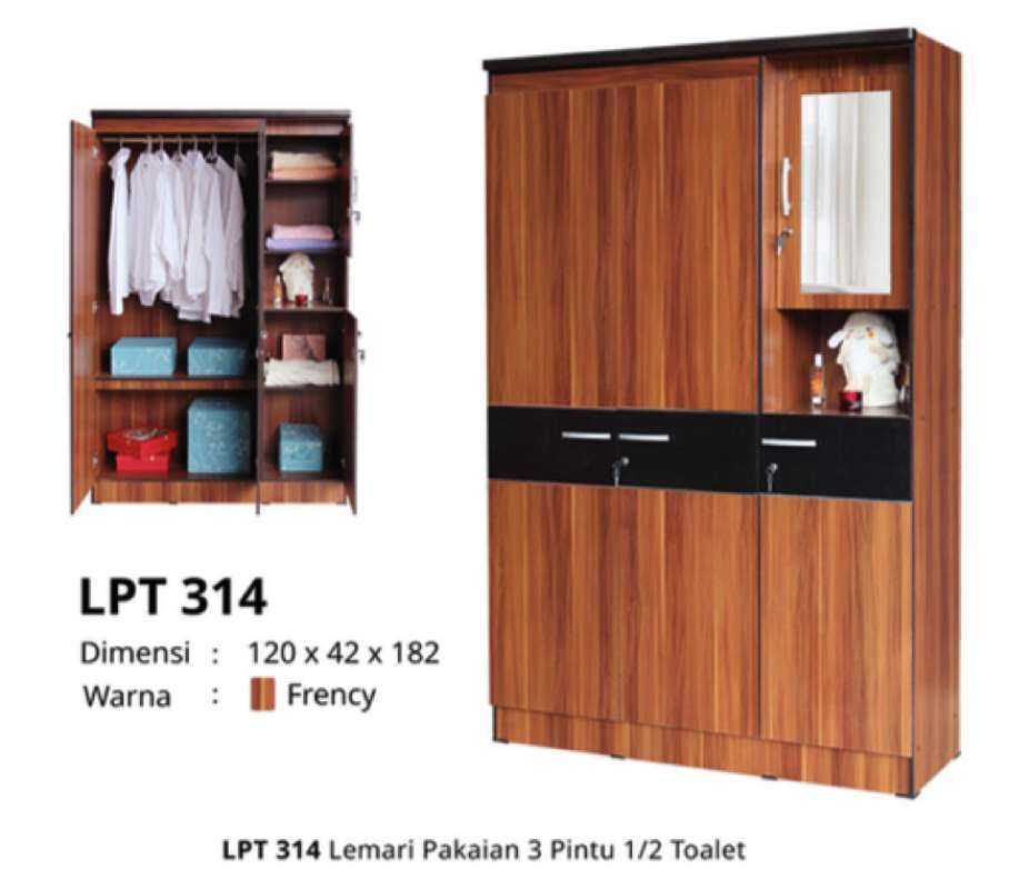 Jual Lemari Pakaian 3 Pintu Murah 314 Terbaru Juni 2021 Blibli