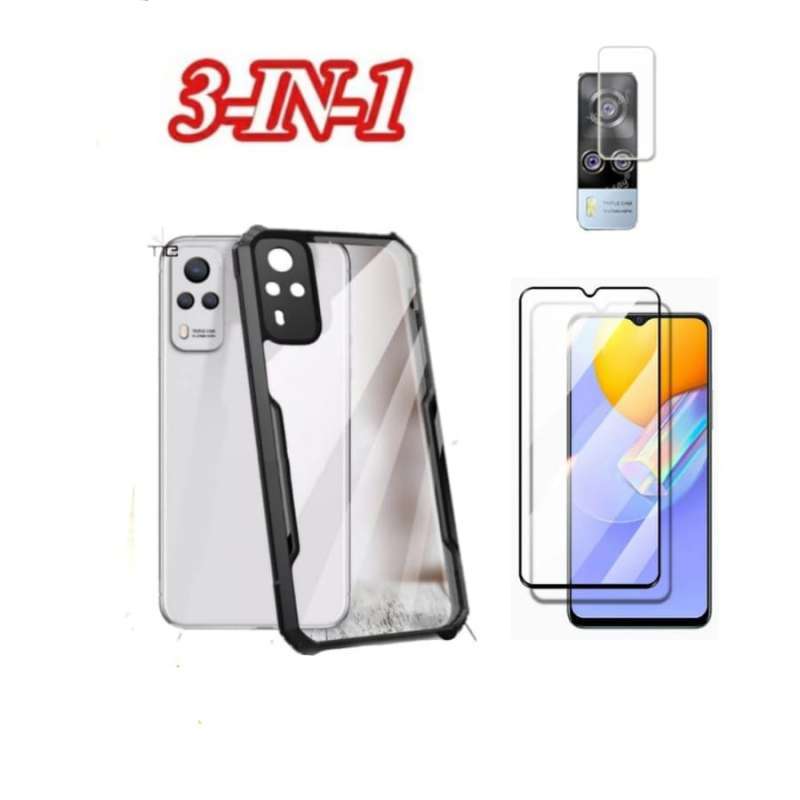 Promo Paket 3in1 Case Transparan Vivo Y51 Y51a Y51s Y53s Terbaru Free  Tempered Glass Layar Camera