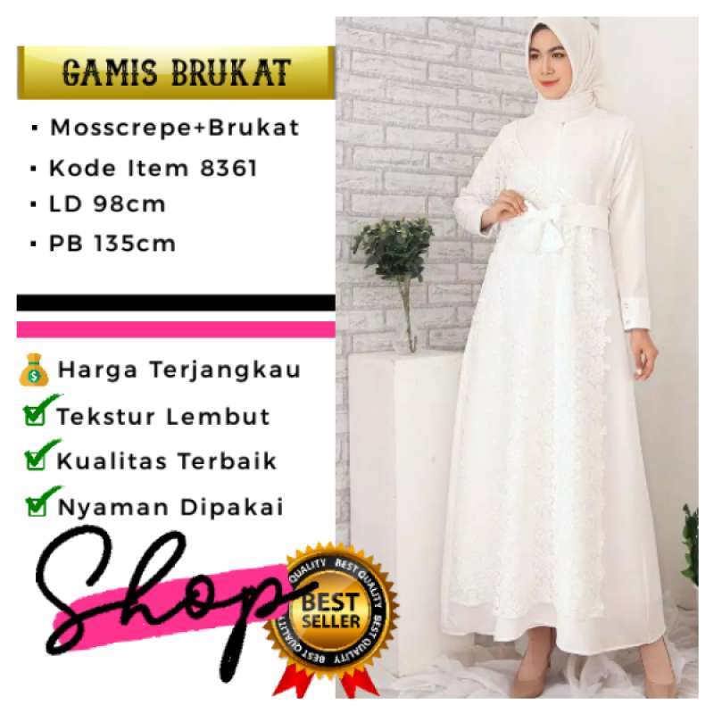 Jual Gamis Putih Gamis Brukat Brokat Gamis Polos 8361 Gamis Premium Gamis Pesta Murah Mei 2021 Blibli