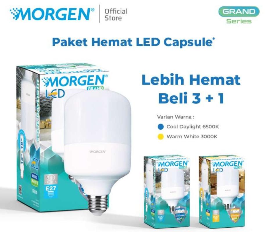 jual morgen paket hemat led capsule grand 10w e27 6500k 3000k 4 pcs terbaru juli 2021 blibli