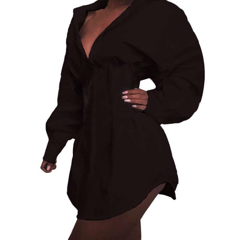 Long Sleeve Shirt Mini Dress Corset 