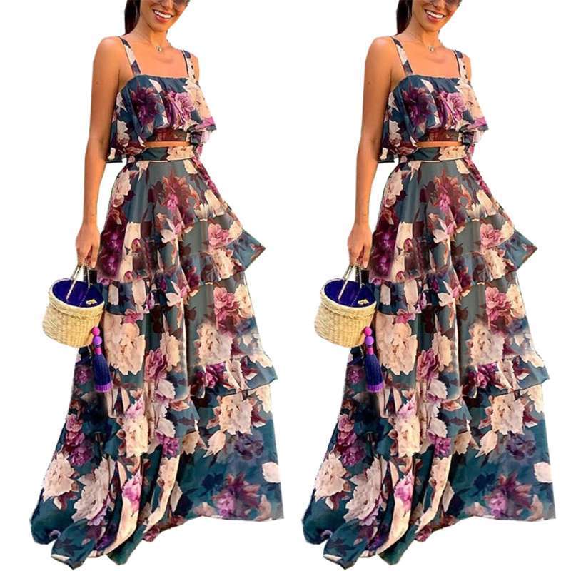 floral skirt long with top