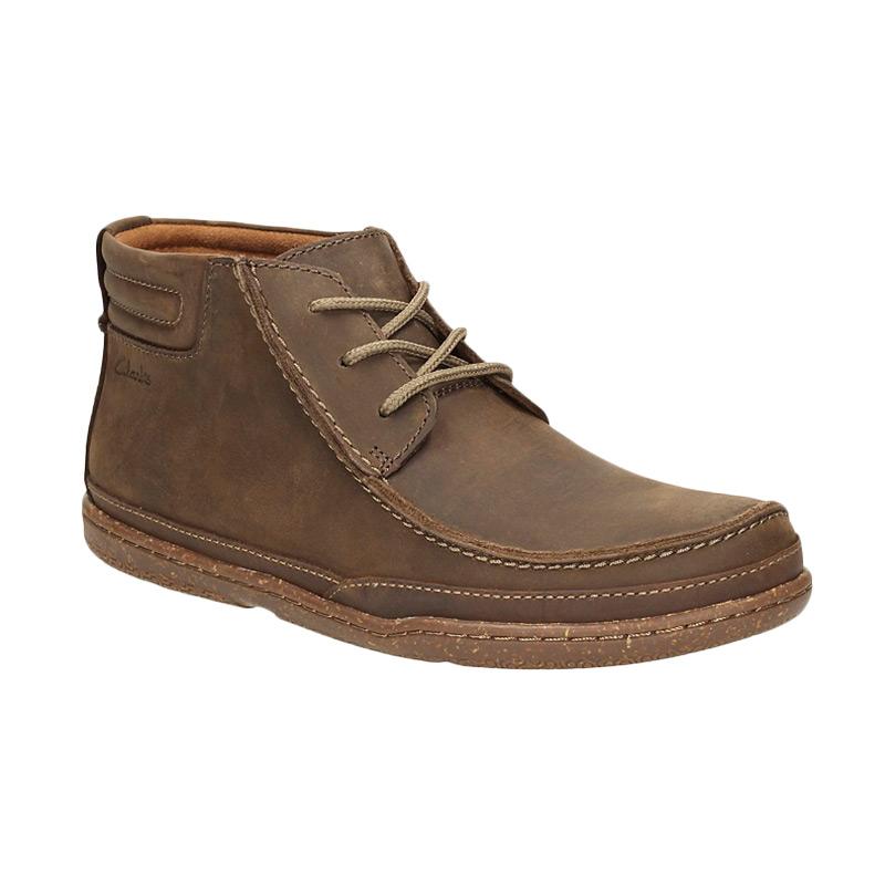 Clarks Trapell Top Lea Sepatu Pria - Dark Brown