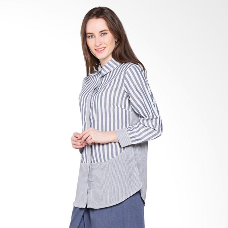 Puricia PVH41496 Long Sleeve Blouse - Grey White
