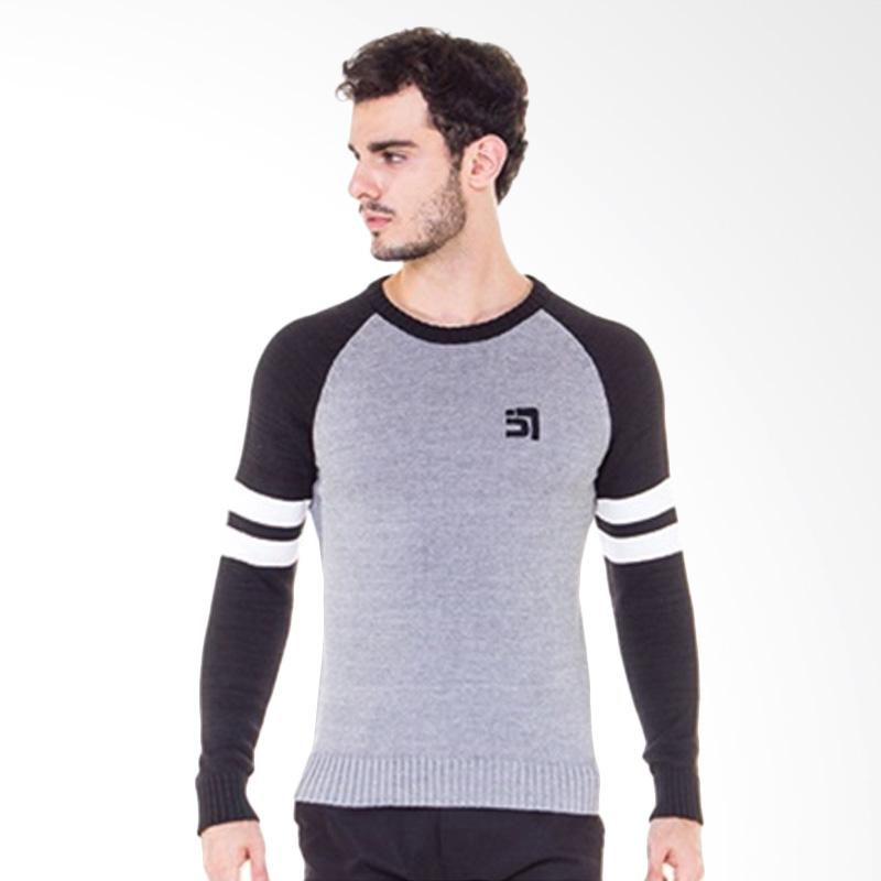 JAVA SEVEN Bastian NEG 589 Sweater Rajut Pria - Grey Black
