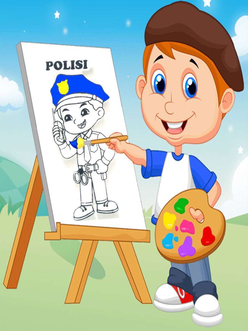 Gambar Polisi Kartun Untuk Diwarnai
