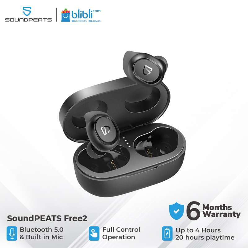 SoundPEATS TrueFree 2 True Wireless Earbuds Black